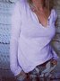 V Neck Basics Cotton-Blend Blouses