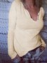 V Neck Basics Cotton-Blend Blouses