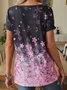 Fit Floral Cotton-Blend V Neck T-shirt