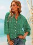 Casual Polyester Fibre Floral V Neck Half Sleeve Blouses