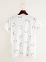 Cotton-Blend V Neck Sexy Heart/cordate T-shirt