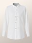 Plain Stand Collar Fit Off Shoulder Sleeve Blouses