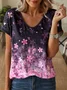 Fit Floral Cotton-Blend V Neck T-shirt