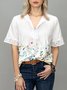 Cotton-Blend Loose Casual Floral Shirt