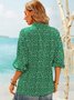 Casual Polyester Fibre Floral V Neck Half Sleeve Blouses