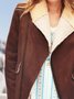 Brown Holiday Faux Suede Long Sleeve Shawl Collar Jacket