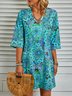 Floral V Neck Polyester Fibre Boho Shorts
