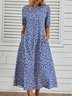 Casual Crew Neck Floral Polyester Fibre Midi