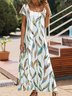 Printed Casual Square Neck Short Sleeve Dress