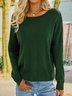 Cotton-Blend Solid Casual Crew Neck Sweater