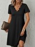 V Neck Solid Loose Shorts