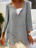 Loose U-Neck Casual Solid Top