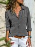Shawl Collar Loose Cotton-Blend Casual Blouses