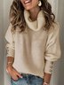 Plain Loose Cowl Neck Casual Jumper