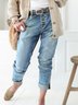 Plain Casual Denim Denim&jeans