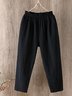 Loose Cotton Solid Trousers