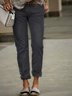 Cotton-Blend Solid Fit Trousers