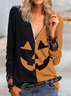 Women Casual Printed Spring Polyester Lightweight Casual Long sleeve Loose Regular Top