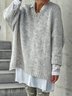 Women Casual Winter Solid Crew Neck Daily Long sleeve Loose Cotton-Blend Regular Jumper