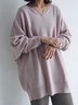 Casual V Neck Solid Sweatshirt