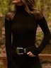 Vintage Turtleneck Long Sleeve Polyester Cotton Top