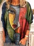 Casual Crew Neck Striped Cotton-Blend Sweatshirt &pullover