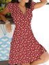 Polyester Fibre V Neck Floral Boho Shorts