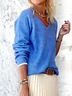 Women Casual Winter Solid V neck Acrylic Daily Long sleeve Jumper