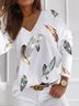 Casual Loose Feather Pattern Blouses