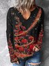 Casual V Neck Christmas T-shirt