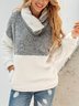 Asymmetrical Neck Furry Long Sleeves Top
