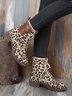 Casual Leopard Print Pocket Martin Combat Combat Boots