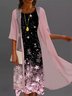 Crew Neck Floral Casual Cotton-Blend Midi