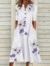 Half Sleeve Casual Loose V Neck Midi