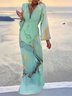 V Neck Loose Boho Maxi