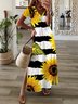 Loose Jersey V Neck Casual Maxi