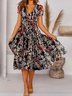 Jersey Floral Loose V Neck Midi