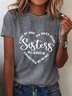 Text Letters Jersey Loose Crew Neck T-shirt