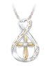 Vintage Cross Footprint Diamond Pendant Necklace