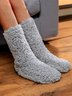 Leisure Home Solid Color Coral Fleece Medium Tube Floor Socks Pile Pile Socks Autumn Winter Warm Accessories Thickening