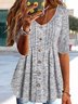 Jersey Loose V Neck Plain Top