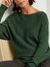Solid Loose Cotton-Blend Casual Sweaters