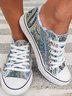 Women Ethnic All Season Ethnic Wearable Flat Heel Closed Toe Fabric Lace-Up Canvas Sneakers