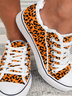 Street All Season Leopard Daily Flat Heel Hot List Lace-Up Non-Slip Canvas Sneakers for Women