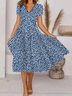 Women Casual Floral Summer Natural Loose Jersey Short sleeve A-Line Regular Size Dress