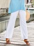 Casual Plain Autumn Cotton Natural Micro-Elasticity Loose H-Line Regular Casual Trousers for Women