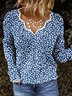 Floral V neck Casual Jumper