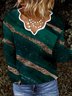 Casual Loose Abstract V neck Long Sleeve Jumper