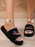 Alphabet NICE Embroidered Furry Slippers