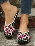 Boho Ethnic Floral Embroidery Mules